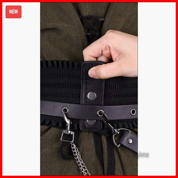 Vintage Underbust Corset Belt Adjustable 26-30.7 Inch Waist Faux Leather Gothic - Picture 5 of 5